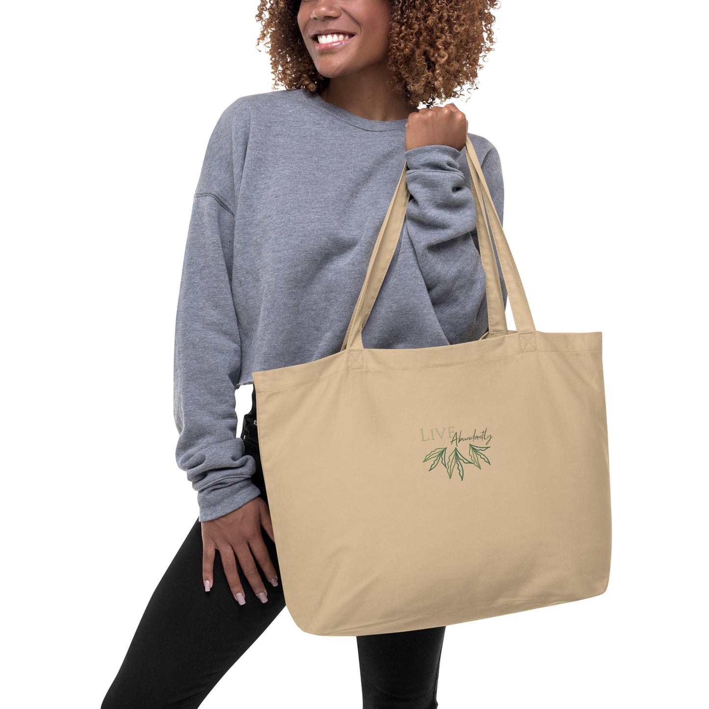 Live Abundantly Large organic tote bag